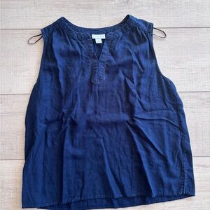 Liz Claiborne Navy Sleeveless V-Notch Tank Top Classic Minimalist Size L
